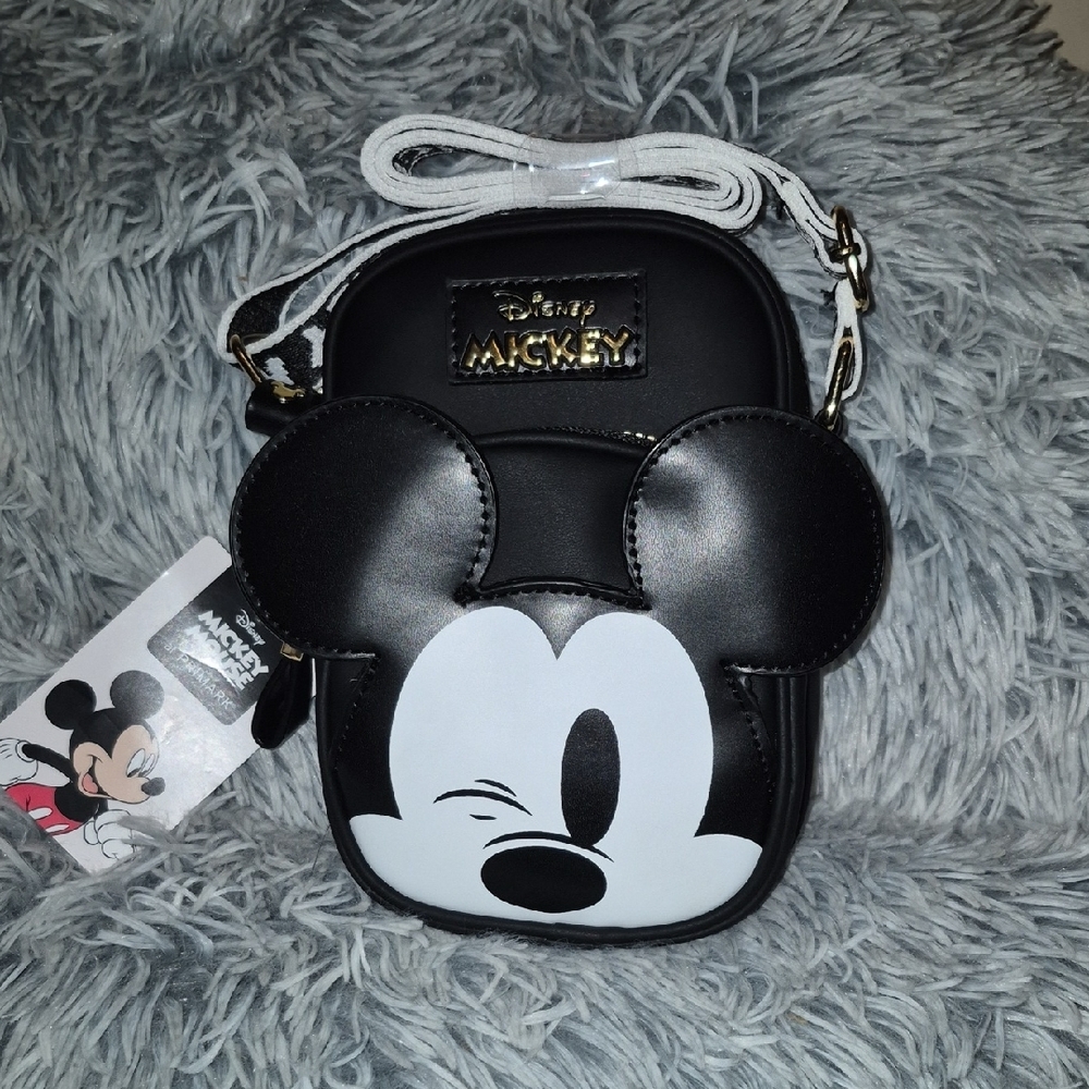 Disney Black and White Mickey Mouse Messenger Crossbody Bag - Picture 3 of 7